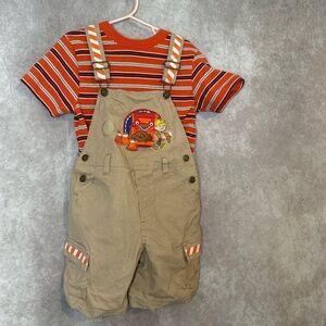 Vintage 2005 Bob the Builder 2pc Shortalls and Tee‎ Outfit 5T Khaki READ